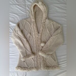 Cozy Cream Knit Hooded Cardigan